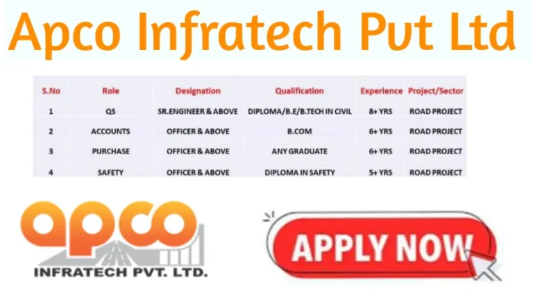 Apco Infratech Hiring Now For Road Project