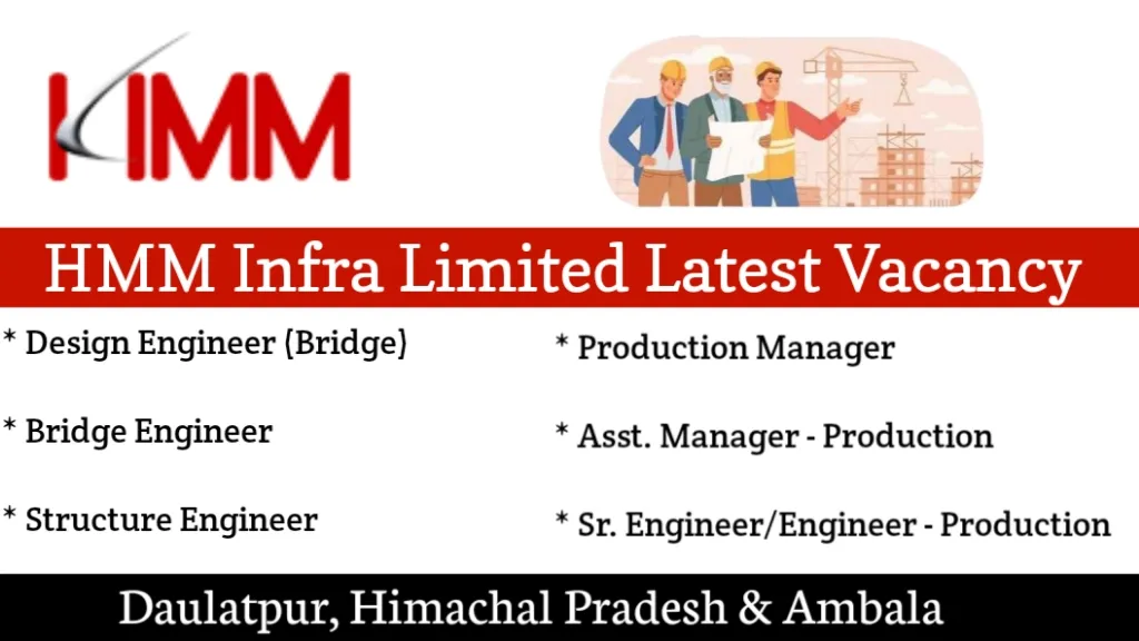 HMM Infra Ltd Latest Hiring 2024