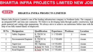 Bhartia Infra Projects Limited Hiring 2024