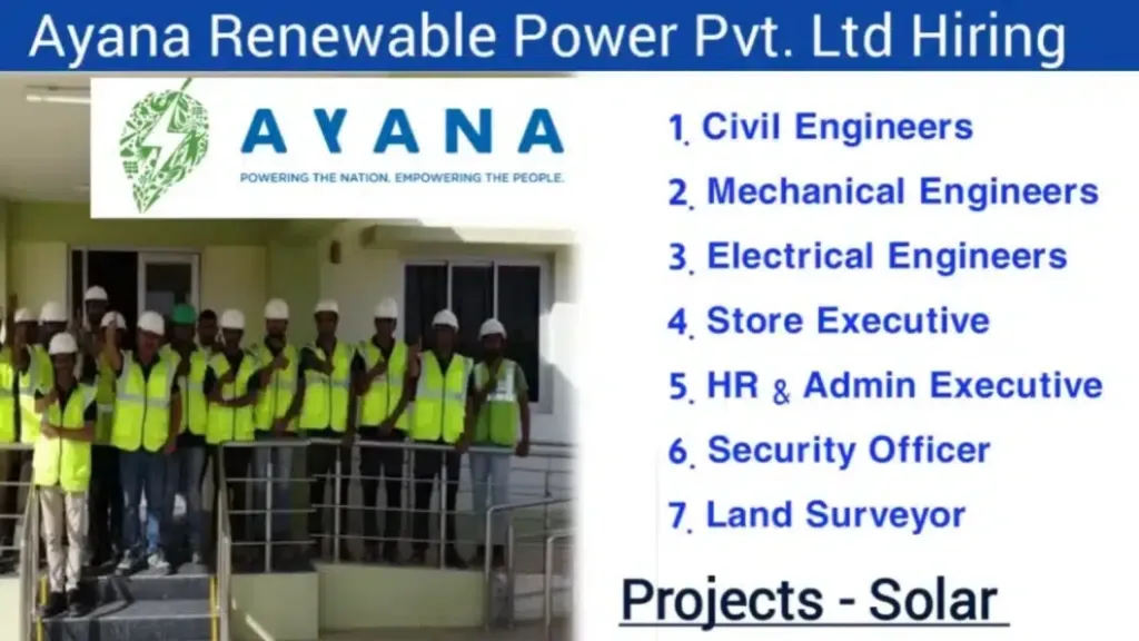 Ayana Renewable Power Pvt Ltd Hiring 2024