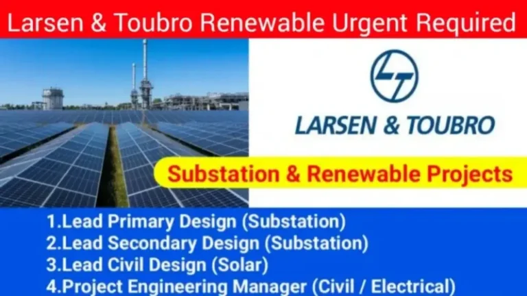 Larsen & Toubro Renewable Urgent Hiring