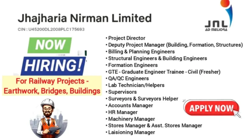 Jhajharia Nirman Limited Hiring