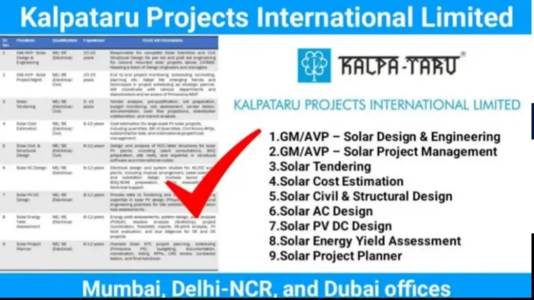 Kalpataru Projects International Ltd Job Opening