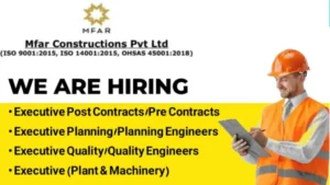 MFAR Constructions Pvt Ltd Hiring