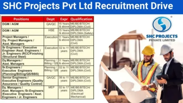 SHC Projects Pvt Ltd Recruitment