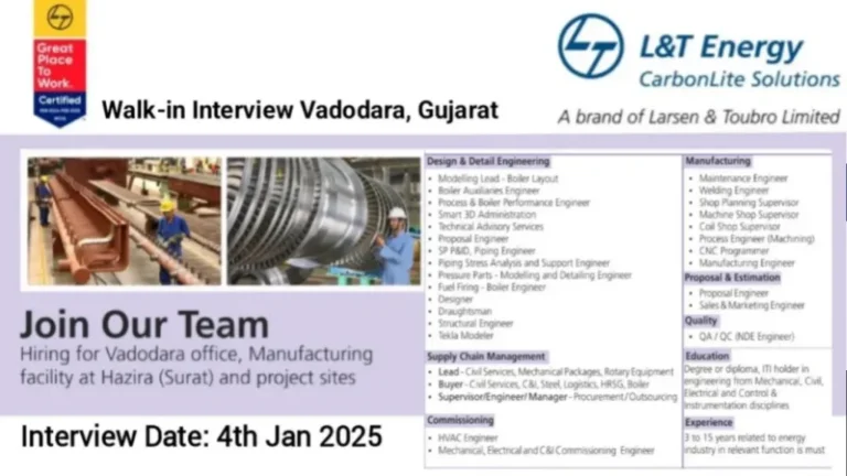 L&T Energy CarbonLite Solutions Walk-In Interview 2025