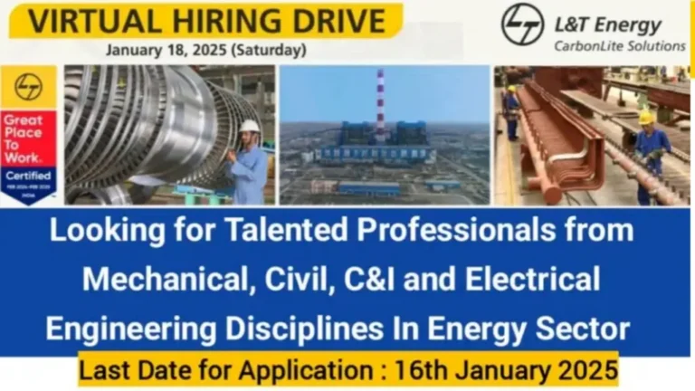 L&T Energy CarbonLite Solutions Virtual Hiring Drive 2025